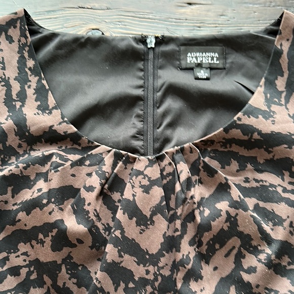 Adrianna Papell Black and Brown Dress with Flutter Cap Sleeves Size 8 - Picture 5 of 11